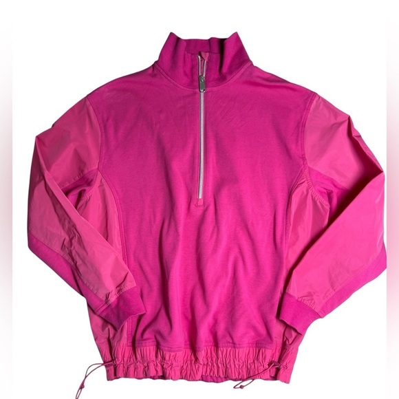 Athleta Triumph Hybrid Half Zip Sweatshirt XS Hot Pink - Picture 3 of 7